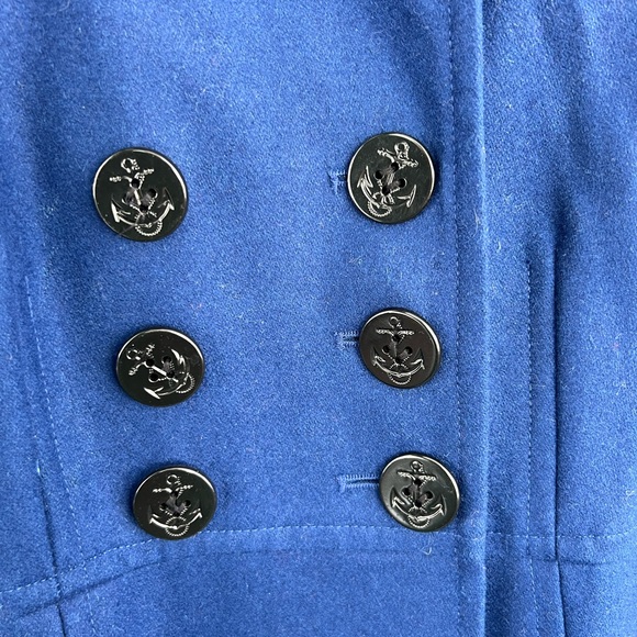 Blue Wool Peacoat, lighter weight, Large Junior Girls - Picture 4 of 12